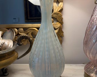 Lampe en verre de Murano, base acrylique, lampe à bulles bleues en verre de Murano