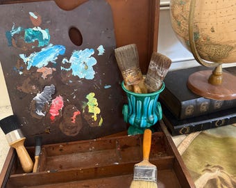 Painters box painters pallet wood vintage brushes sold separately
