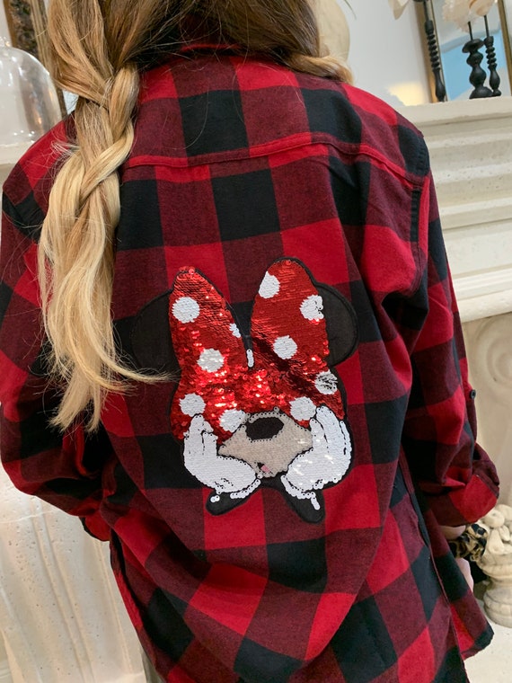 Minnie Mouse Buffalo Plaid Flannel Shirt Minnie Bow Shirt - Etsy