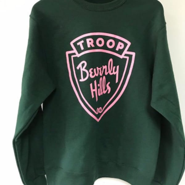 Troop Beverly Hills Movie California Pink and Green /  Phyllis Nefler / Wilderness Girls / We dont need stinking patches shirt