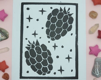 Sparkling Berries Lino Print | Fruity Collection | 4x5 Lino Print