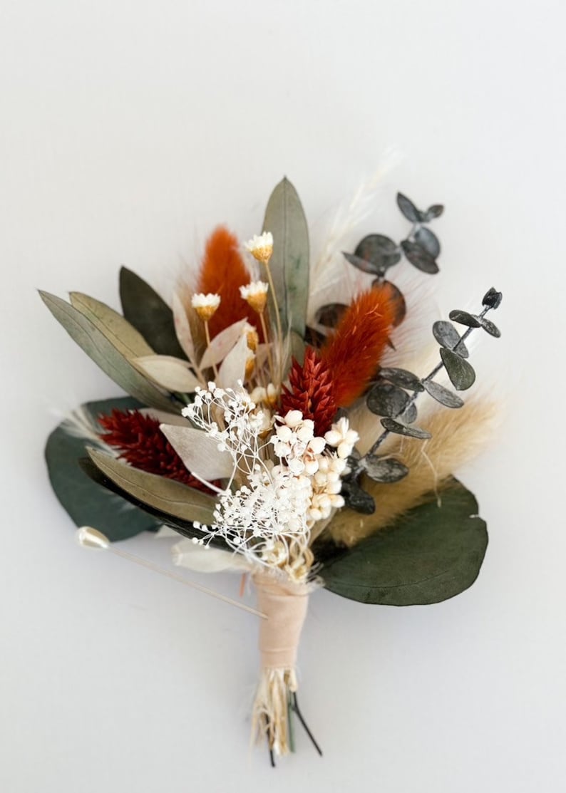 Olive Terracotta Dried Flower Boutonniere - Etsy