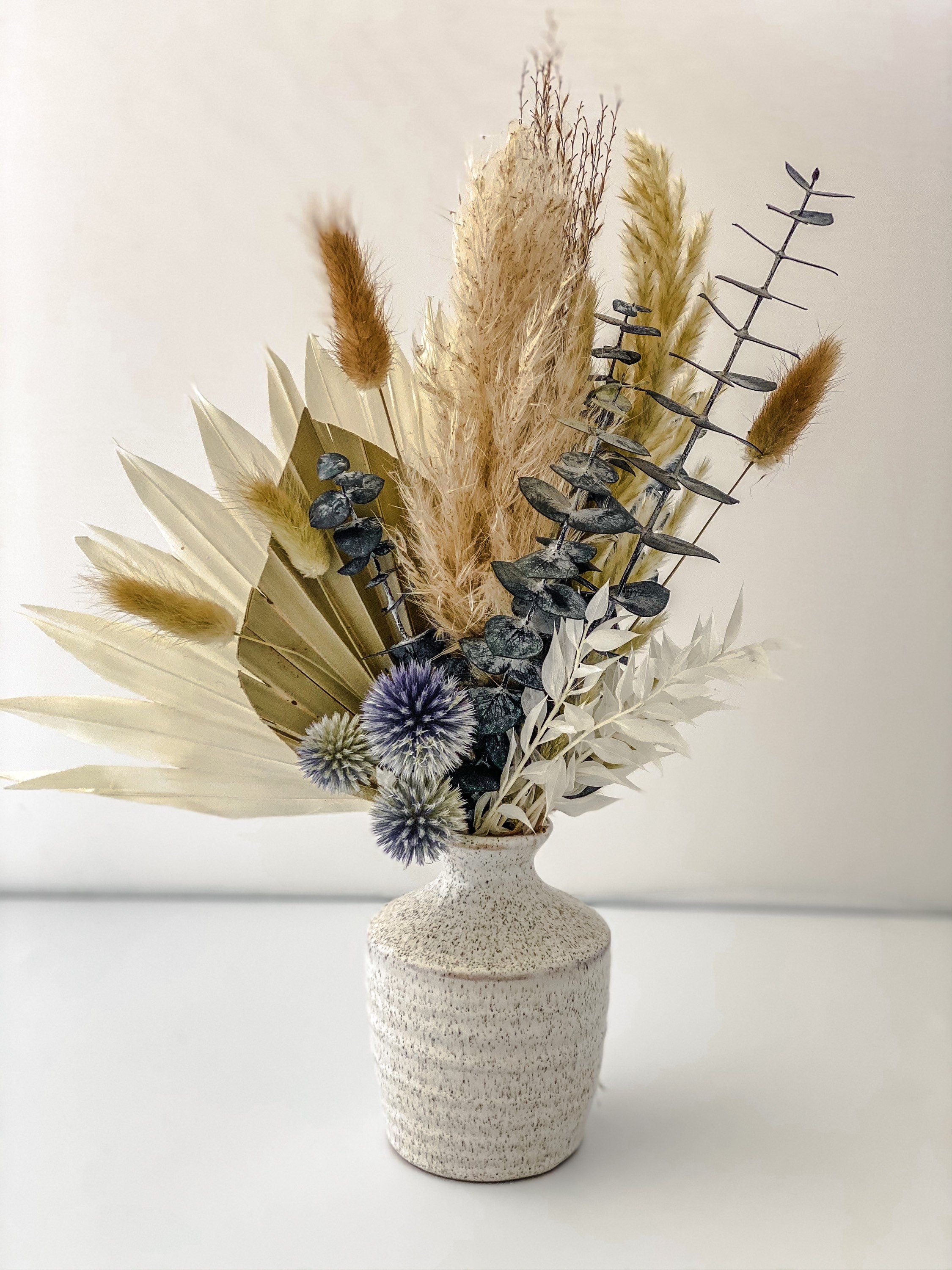 Dusty Blue Pampas Grass and Palm Bud Vase Etsy Ireland