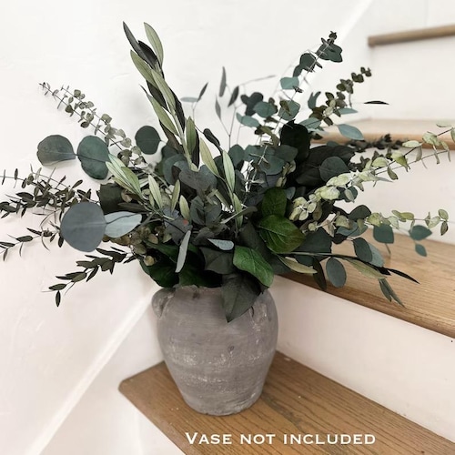 Artificial Eucalyptus Stems In Ceramic Vase 14.23" Fake Eucalyptus Plant Decor Black