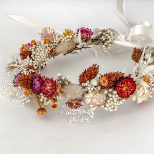 Fall Color Strawflower Crown/ Wedding Hair/ Bride and Bridesmaids/ Flower Girl/ Photoshoot