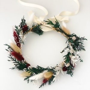 Dried Winter Holiday Flower Crown/ Wedding Hair/ Bride and Bridesmaids/ Flower Girl/ Photoshoot