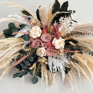Peony, Dusty Rose, Blush , + Pampas Arch or Wall Decor/ Wedding Ceremony/ Arch Flowers, Arbor