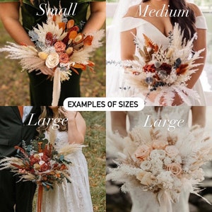 Rust, Terracotta Olive Dried Flower Pampas Grass Bouquet/ Bride and Bridesmaids/ Dried Flower Bouquet/ Wedding Flowers image 5