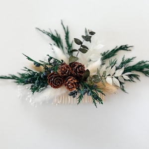 Juniper + Pine Cone Dried Flower Hair Comb/ Wedding Hair/ Bride and Bridesmaids/ Flower Girl/ Photoshoot