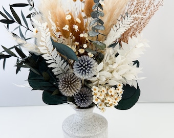 Dusty Blue, Wildflower + Eucalyptus Dried Floral Arrangement