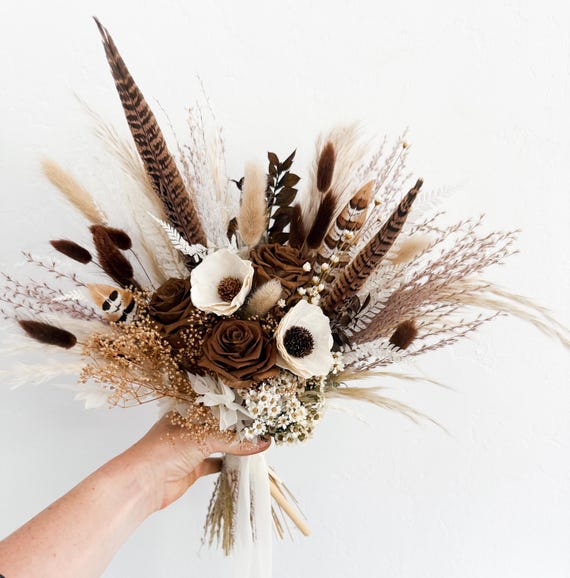 Medium Brown Mocha Dried Floral Bouquet/ Bride and Bridesmaids