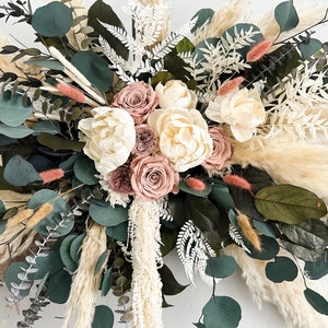 Peony, Dusty Rose, + Pampas Arch or Wall Decor/ Wedding Ceremony/ Arch Flowers, Arbor