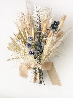 Mini Bouquet Fleurs Séchées - 6 Pièces Roses Boho, Pour Déco DIY, Mariage, Cadeau (Herbe Pampa, Gypsophile)