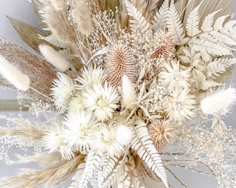 Pampas and Strawflower Bouquet/ Bride and Bridesmaids/ Dried Flower Bouquet/ Wedding Flowers