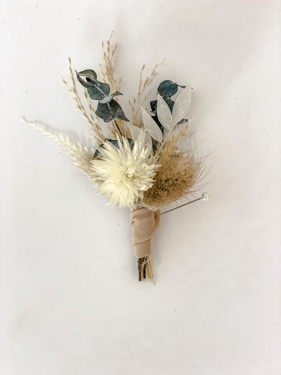 Ivory White Boutonniere - Dried Flowers Forever
