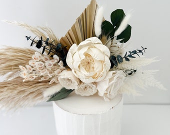 Dried Floral Rose, Peony + Greenery Cake Topper