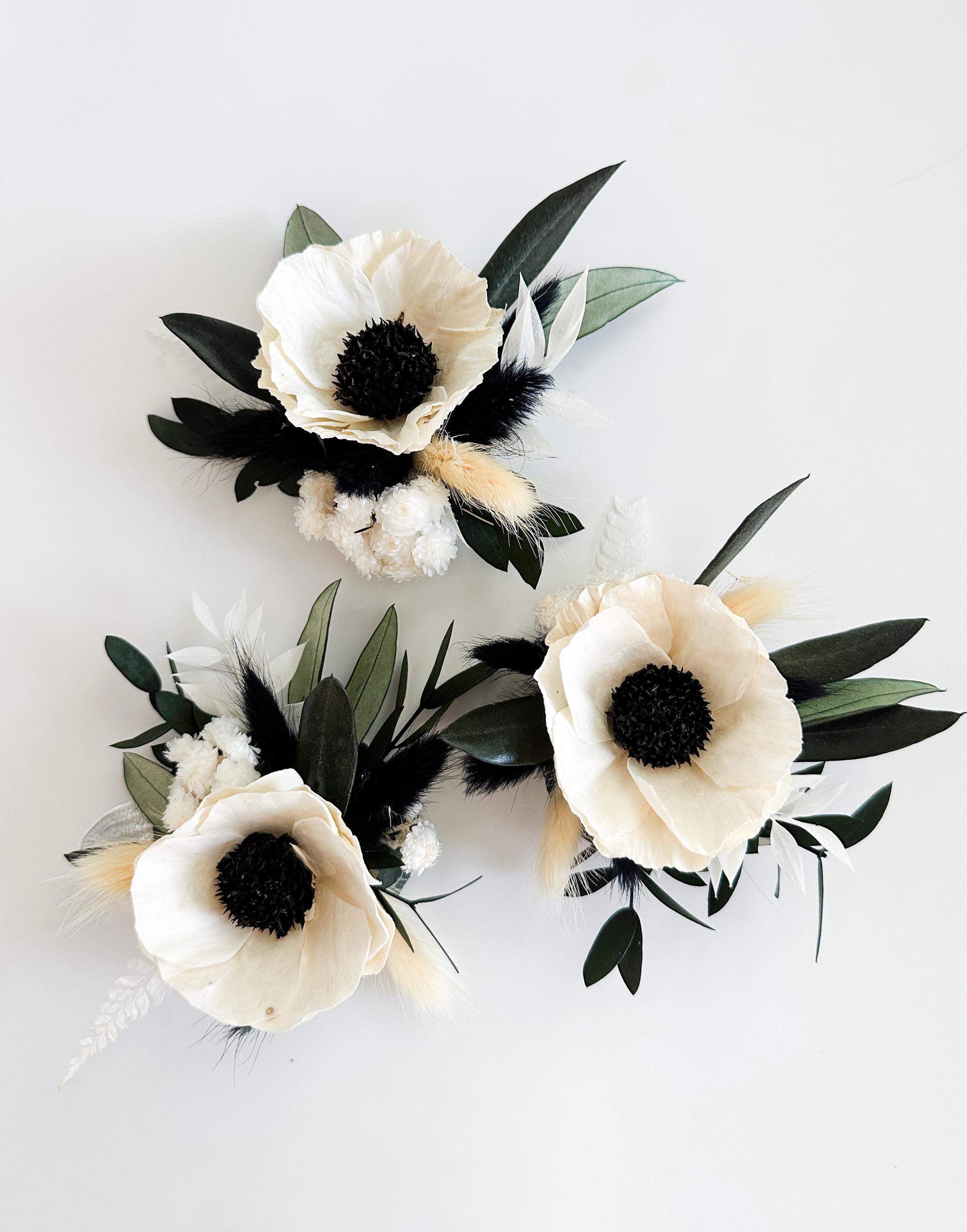 White Black Corsage - Etsy