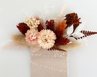 Blush + Terracotta Dried Flower Pocket Boutonniere/ Wedding Flowers/ Groom and Groomsmen