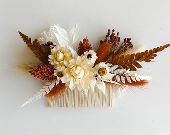 Rust + Terracotta Dried Flower Hair Comb/ Wedding Hair/ Bride and Bridesmaids/ Flower Girl/ Photoshoot