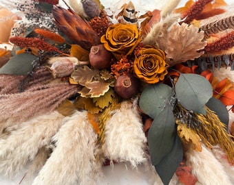 Terracotta Pheasant Feather Fall Centerpiece