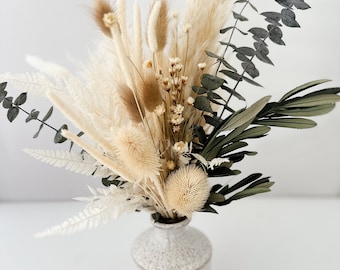 White Thistle, Olive + Eucalyptus Dried Floral Arrangement