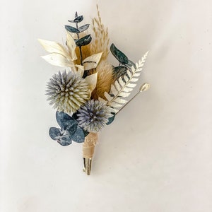 Dusty Blue Boutonniere/ Wedding Flowers/ Groom and Groomsmen