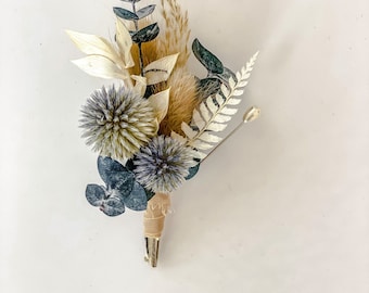 Dusty Blue Boutonniere/ Wedding Flowers/ Groom and Groomsmen