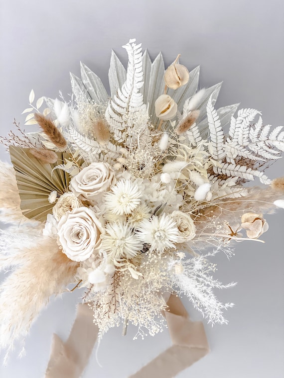 Bouquet de mariée dherbe de pampa séchée - Etsy France