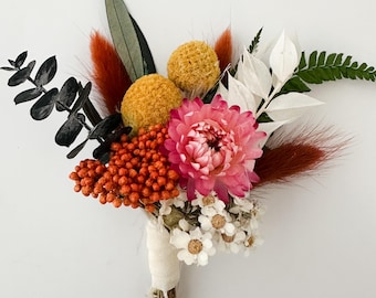 Orange, Pink, Yellow Wildflower Boutonniere/ Wedding Flowers/ Groom and Groomsmen