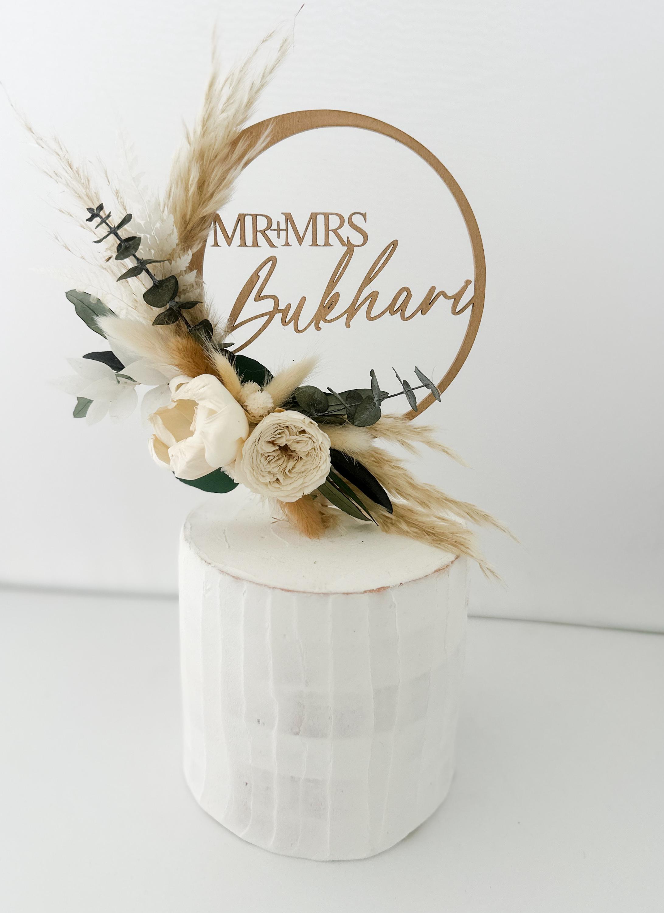 Stone Roses Cake Topper Peony and Garden Rose Cake Topper, Cake Topper With Dried Flowers ...