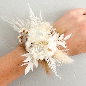White and Cream Dried Floral Corsage/ Wedding Flowers/ Dried Flowers