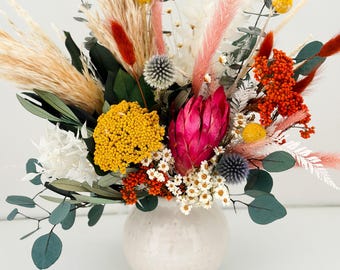 Small Colorful Dried Flower Vase Arrangement / Centerpieces / Home Decor