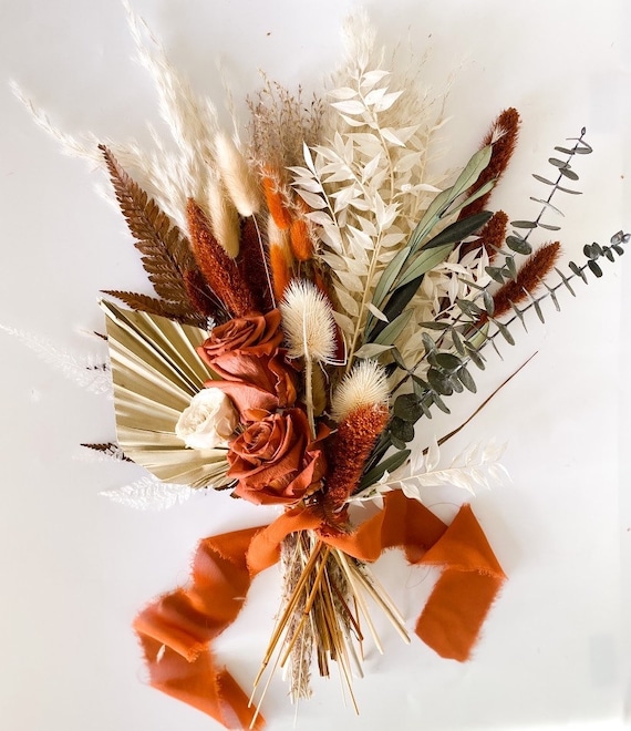 Small Olive + Rust Pampas Grass Bouquet/ Bride and Bridesmaids