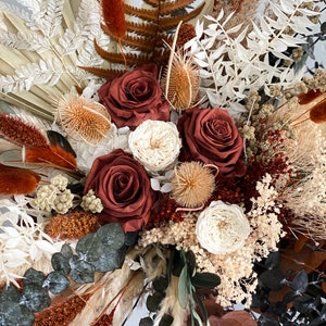 Rust, Terracotta Olive Dried Flower Pampas Grass Bouquet/ Bride and Bridesmaids/ Dried Flower Bouquet/ Wedding Flowers image 2
