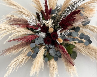 Burgundy Pampas Grass + Greenery Arch or Wall Decor