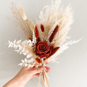 Rust + Terracotta Dried Flower Bud Vase Arrangement, Wedding Flowers, Home decor, Dried Flowers