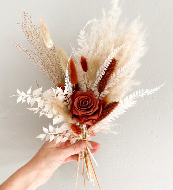 Rust Terracotta Dried Flower Bud Vase Arrangement, Wedding Flowers, Home  decor, Dried Flowers