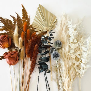 Dusty Blue + Rust Cake Flowers, Flat Lay Flowers, DIY/ Wedding Flowers, Dried Flowers, Wedding Cake