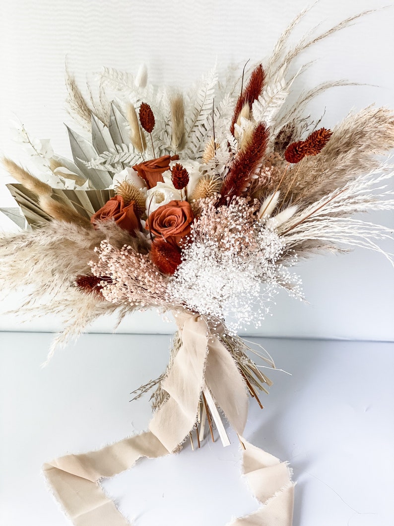 Rust Pampas Grass Bridal Bouquet in 2021 Small bridesmaid bouquets