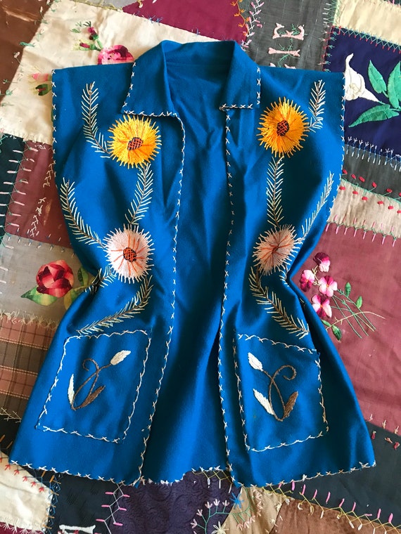 1940s Felt Embroidered Vest