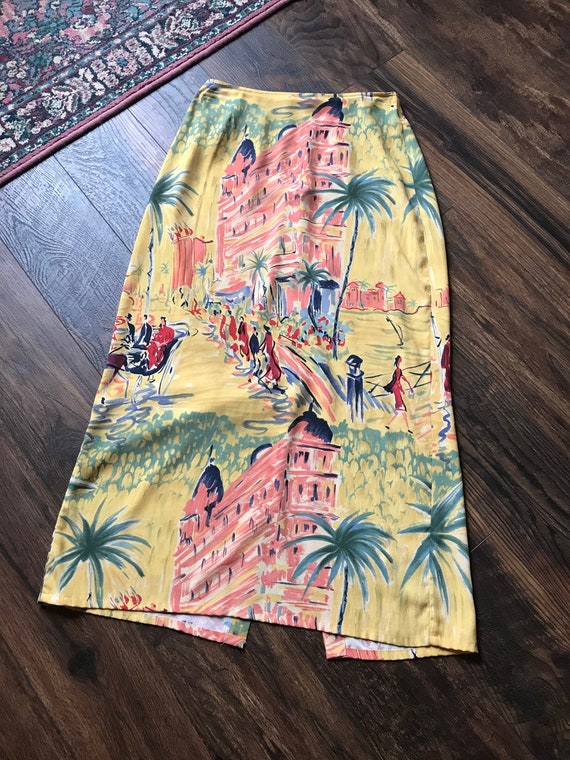 1980s "Melrose Studio" Novelty Print Midi Skirt