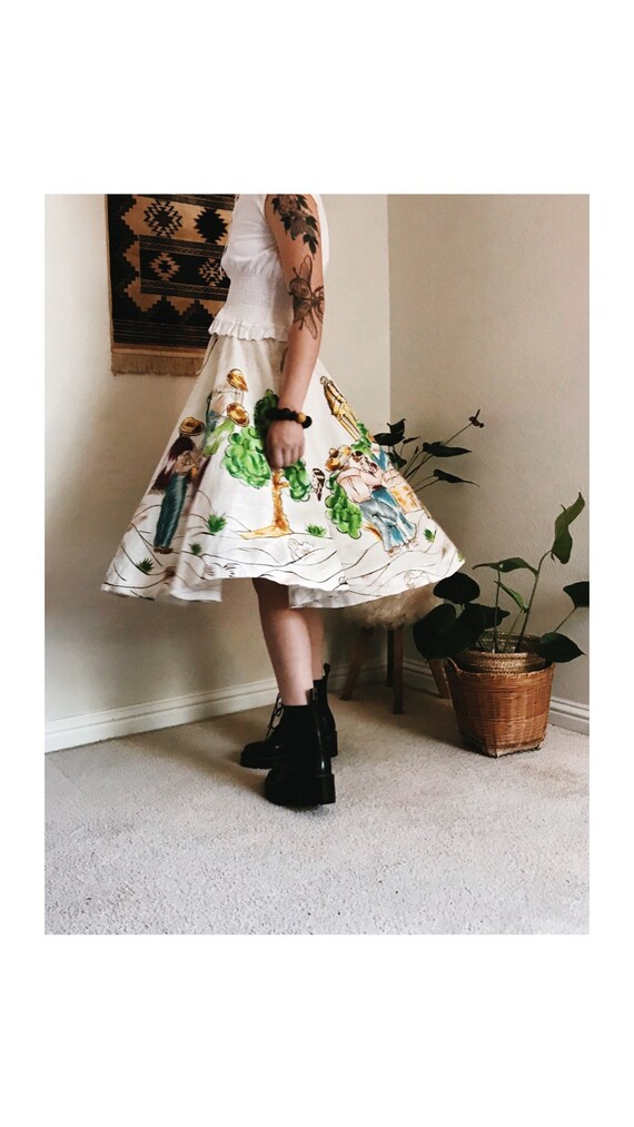 1950s Painted Mexican Circle Skirt
