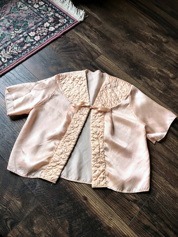 1930s Quilted Yoke Bed Jacket/Bolero