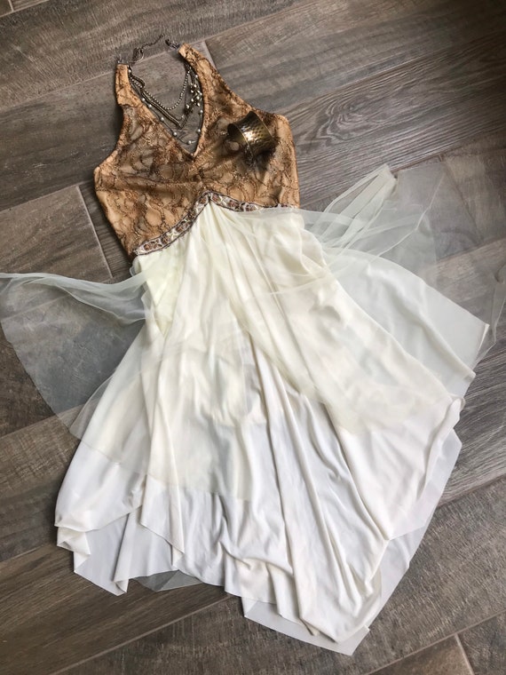 1960s/70s Lamé Lace + Chiffon Leotard