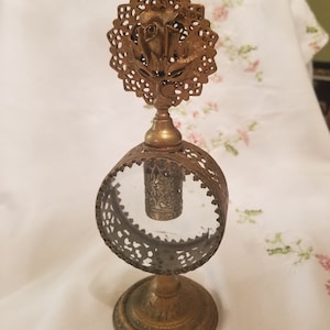 Vintage Ormolu Filigree Rose Vanity Perfume Bottle