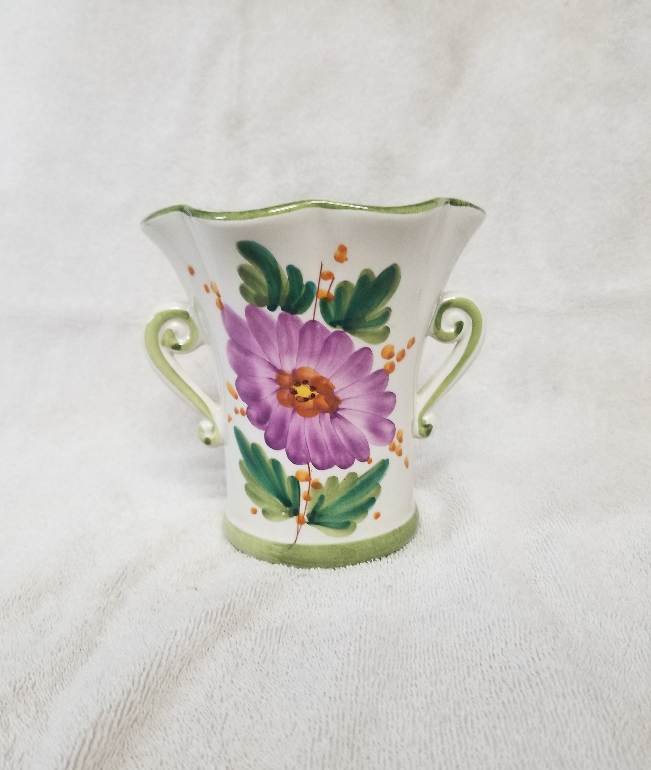 Vintage Italian Ceramic Vase HandPainted for FTD Etsy
