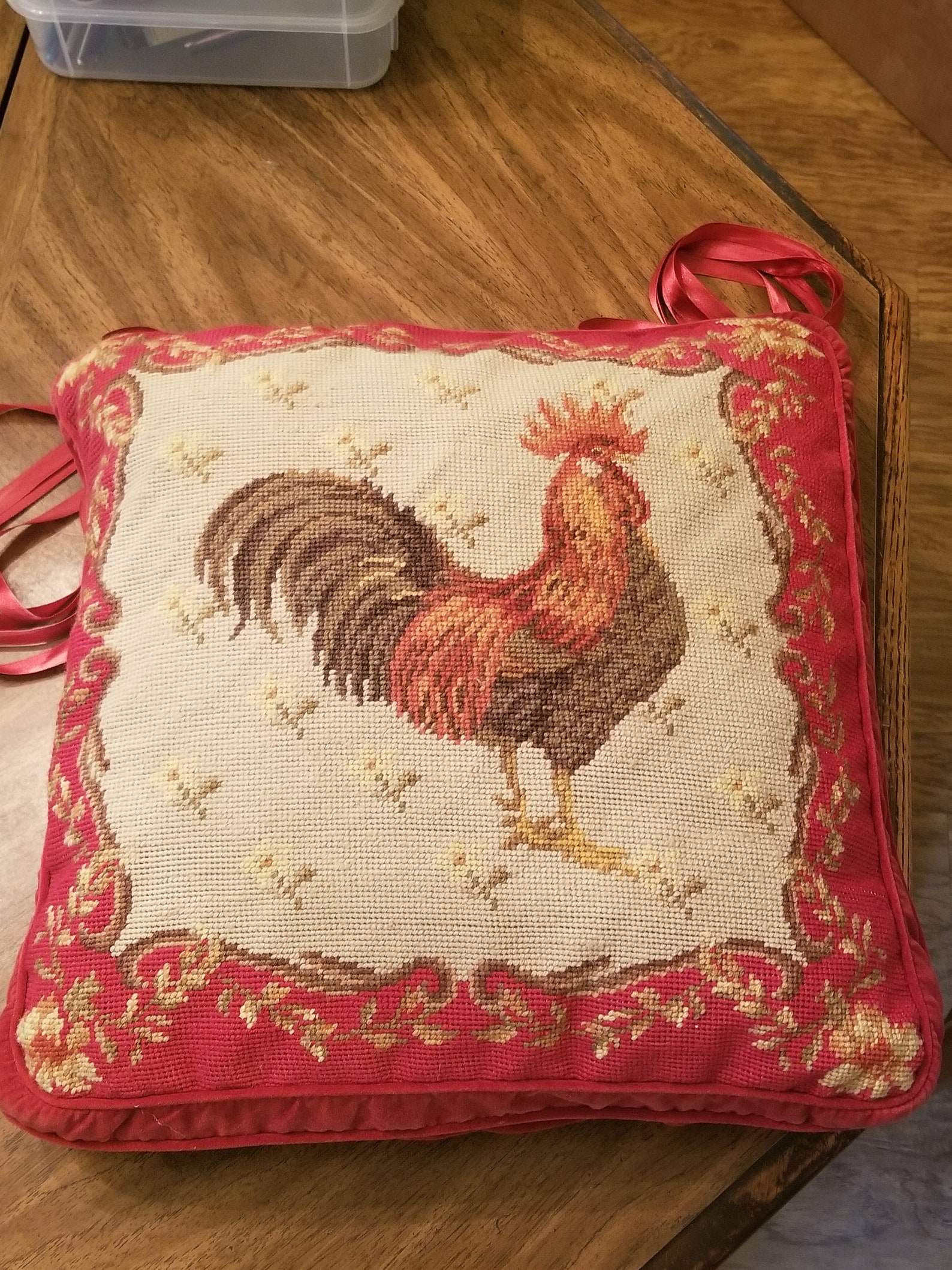 Needlepoint Chair Cushion Handmade Wool BROWN LEGHORN ROOSTER Etsy