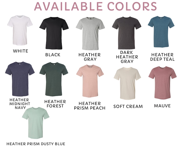 Puede incluir: Una selecci&oacute;n de camisetas en varios colores, incluyendo blanco, negro, gris jaspeado, gris jaspeado oscuro, azul jaspeado profundo, azul marino jaspeado, bosque jaspeado, melocot&oacute;n jaspeado prisma, crema suave, malva y azul jaspeado prisma polvoriento.