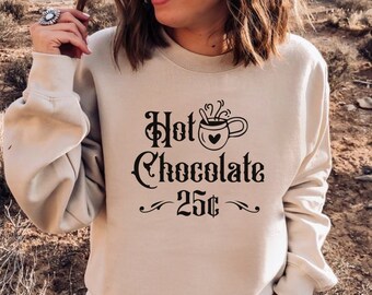 Hot chocolate sweatshirt, hot cocoa shirt, hot cocoa tee, chocolate lover, hot cocoa tshirt, chocolate shirt, movie watching shirt