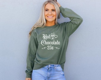 Hot chocolate sweatshirt, hot cocoa shirt, hot cocoa tee, chocolate lover, hot cocoa tshirt, chocolate shirt, movie watching shirt